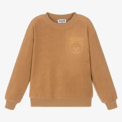 Moschino Kid-Teen Tops*Brown Cotton Fleece Teddy Bear Sweatshirt