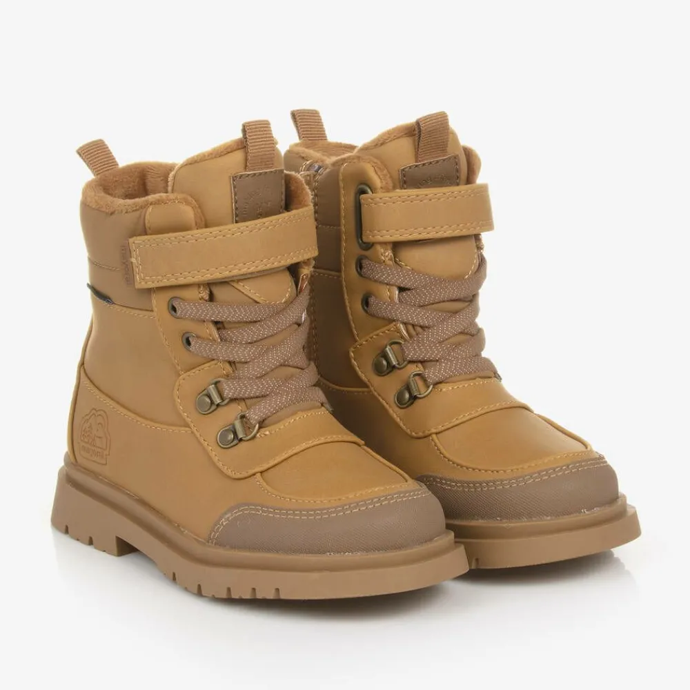 Mayoral Boots*Brown Faux Leather Waterproof Boots