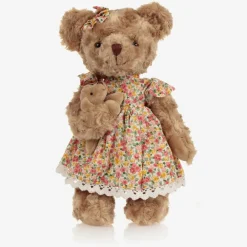 Powell Craft Toys*Brown Floral Dress Teddy Bear (34cm)