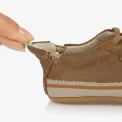 Tip Toey Joey Trainers|Trainers*Brown Leather First Walker Trainers