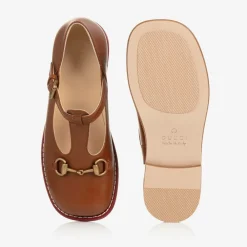 Gucci Bar Shoes*Brown Leather T-Bar Shoes