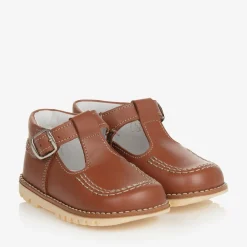 Childrens Classics Bar Shoes|Bar Shoes*Brown Leather T-Bar Shoes