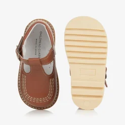 Childrens Classics Bar Shoes|Bar Shoes*Brown Leather T-Bar Shoes