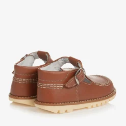 Childrens Classics Bar Shoes|Bar Shoes*Brown Leather T-Bar Shoes