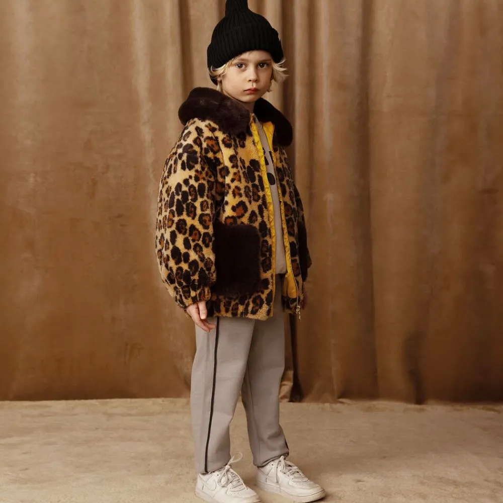 Mini Rodini Coats & Jackets|Gifts*Brown Leopard Print Faux Fur Jacket