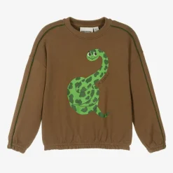 Mini Rodini Gifts|Tops*Brown Organic Cotton Snake Sweatshirt