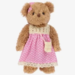 Powell Craft Toys*Brown Pink Dress Teddy Bear (34cm)