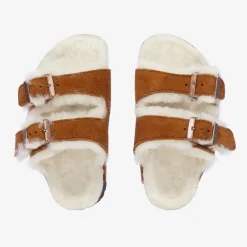 Birkenstock Sandals*Brown Suede & Shearling Sandals