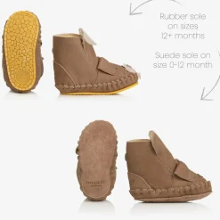 Donsje Pre Walkers|Pre Walkers*Brown Suede Leather Pre-Walkers Truffle