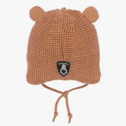 Deux par Deux Hats|Hats*Brown Viscose Knit Bear Hat