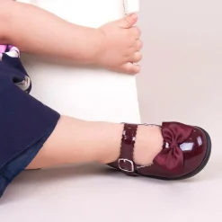 Early Days First Walkers|First Walkers*Burgundy Red Patent Bar Shoes