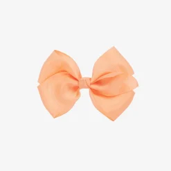 Bowtique London Hair Accessories*Coral Pink Bow Hair Clip (10cm) Peach