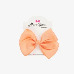 Bowtique London Hair Accessories*Coral Pink Bow Hair Clip (10cm) Peach
