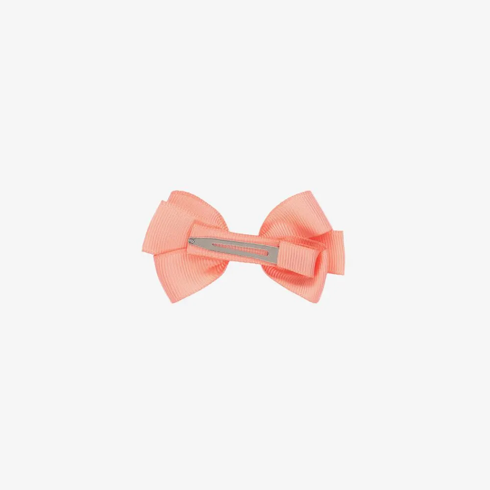 Peach Ribbons Hair Accessories*Coral Pink Bow Hair Clip (7cm)