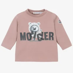 Moncler Enfant Tops*Dusky Pink Cotton Bear Top