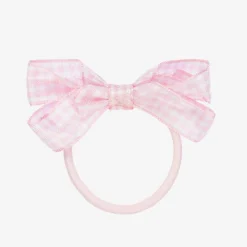 Peach Ribbons Hair Accessories*Gingham Bow Hair Elastic (7cm)