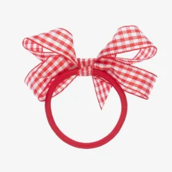 Peach Ribbons Hair Accessories*Gingham Bow Hair Elastic (7cm)