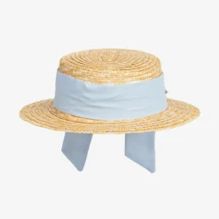 Patachou Hats*Girls Beige & Blue Straw Hat