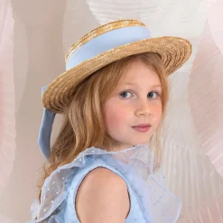 Patachou Hats*Girls Beige & Blue Straw Hat