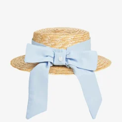 Patachou Hats*Girls Beige & Blue Straw Hat