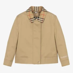 Burberry Coats & Jackets*Girls Beige & Check Gabardine Jacket