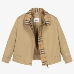 Burberry Coats & Jackets*Girls Beige & Check Gabardine Jacket