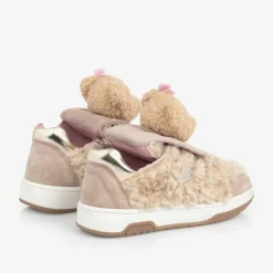 Monnalisa Trainers*Girls Beige & Pink Teddy Bear Trainers