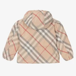 Burberry Coats & Jackets*Girls Beige Check Hooded Jackets