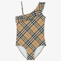 Burberry Swimwear*Girls Beige Check Swimsuit