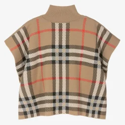 Burberry Coats & Jackets*Girls Beige Check Wool Cape