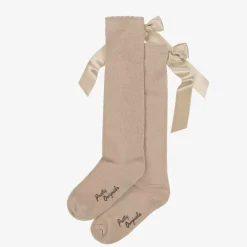 Pretty Originals Socks*Girls Beige Cotton Bow Socks