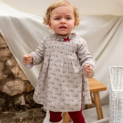 Tutto Piccolo Dresses*Girls Beige Cotton Dog Dress Set