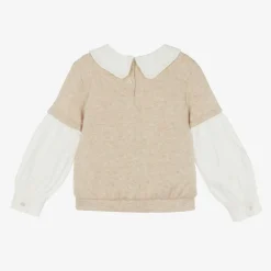 Lapin House Tops*Girls Beige Cotton Layered Sweatshirt