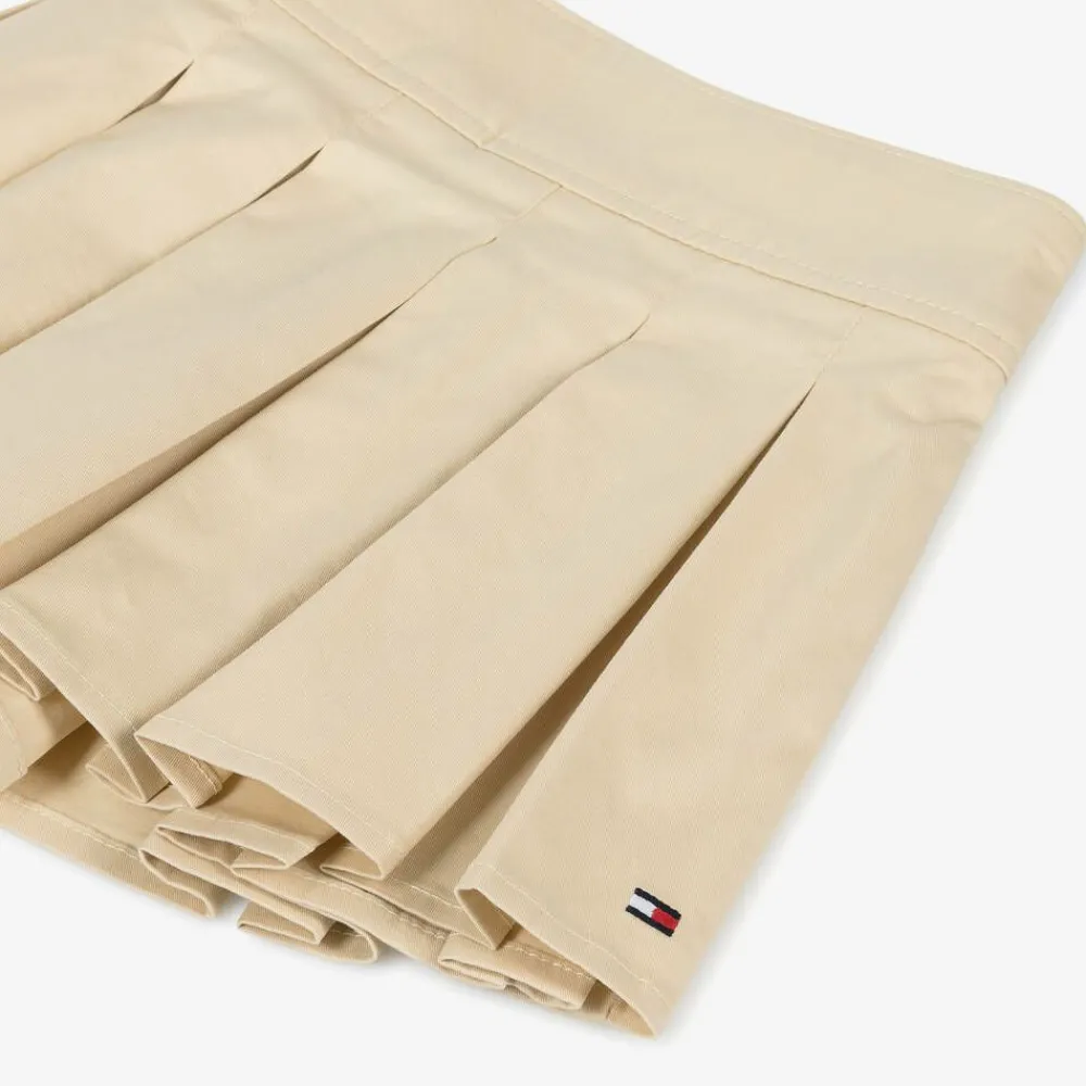 Tommy Hilfiger Skirts*Girls Beige Cotton Pleated Skirt