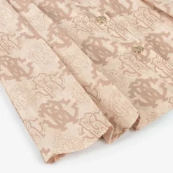 Roberto Cavalli Dresses*Girls Beige Cotton RC Monogram Dress