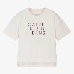 Calvin Klein Tops*Girls Beige Cotton T-Shirt