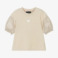 Emporio Armani Tops*Girls Beige Cotton T-Shirt