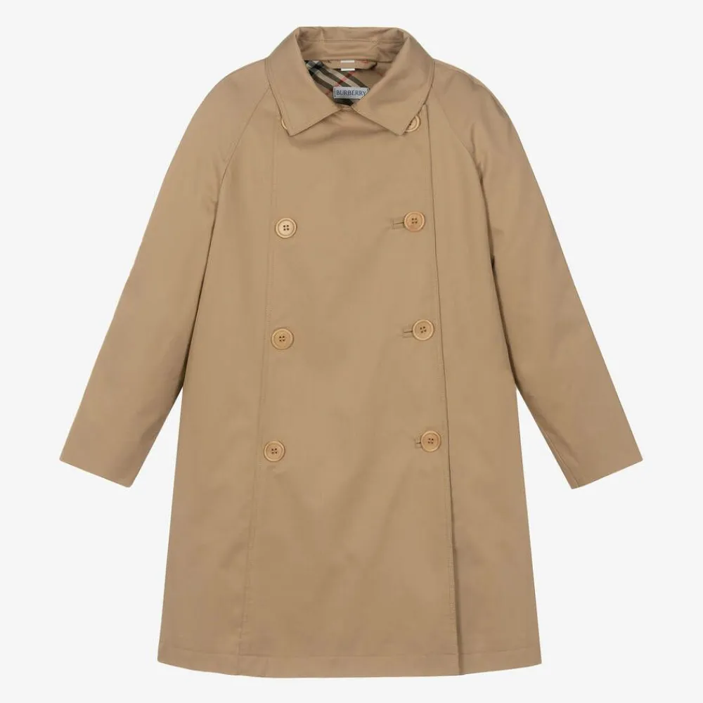 Burberry Coats & Jackets*Girls Beige Cotton Twill Coat