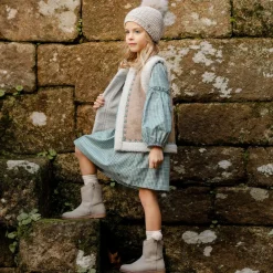 Paz Rodríguez Coats & Jackets*Girls Beige Faux Suede & Fleece Gilet