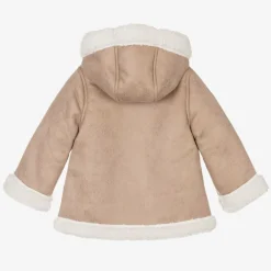 Mayoral Coats & Jackets*Girls Beige Faux Suede Coat