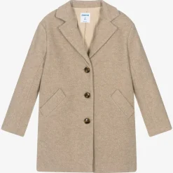 Mayoral Coats & Jackets*Girls Beige Felted Coat