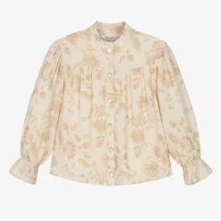 Le Chic Tops*Girls Beige Floral Crêpe Chiffon Blouse