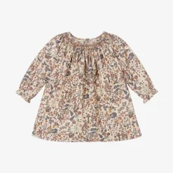 Bonpoint Dresses*Girls Beige Floral Needlecord Dress