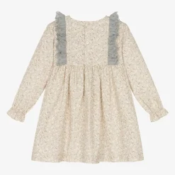 Paloma de la O Dresses*Girls Beige Floral Print Cotton Dress