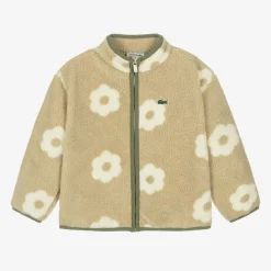 Lacoste Coats & Jackets*Girls Beige Floral Teddy Fleece Jacket