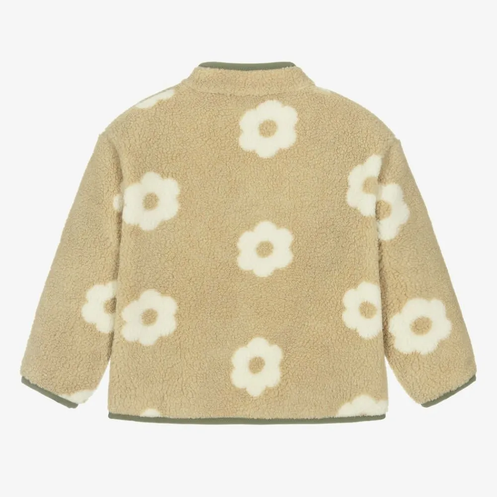 Lacoste Coats & Jackets*Girls Beige Floral Teddy Fleece Jacket