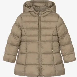 Mayoral Coats & Jackets*Girls Beige Hooded Puffer Coat