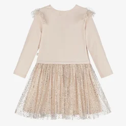 Caramelo Kids Dresses*Girls Beige Jersey & Tulle Dress