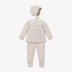 ArtesanÃa Granlei Gifts|Babysuits*Girls Beige Knitted Babysuit & Hat Set