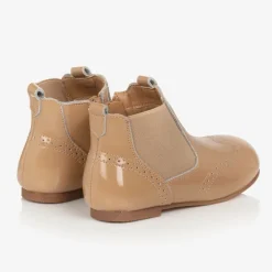 Beau KiD Boots|Boots*Girls Beige Patent Leather Chelsea Boots